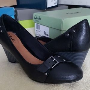 Clarks Artisan Black Wedge Heel